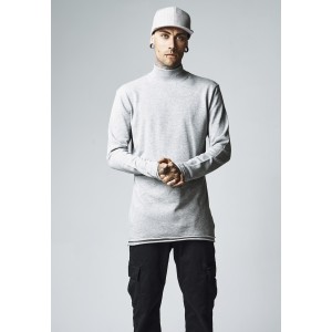 Long Open Edge Turtleneck Crew